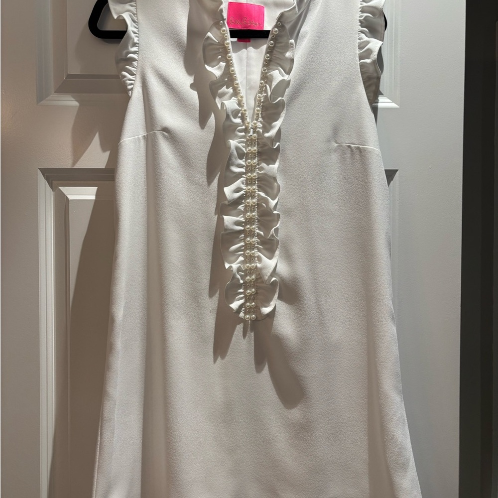 White Ruffled Sleeveless Dress